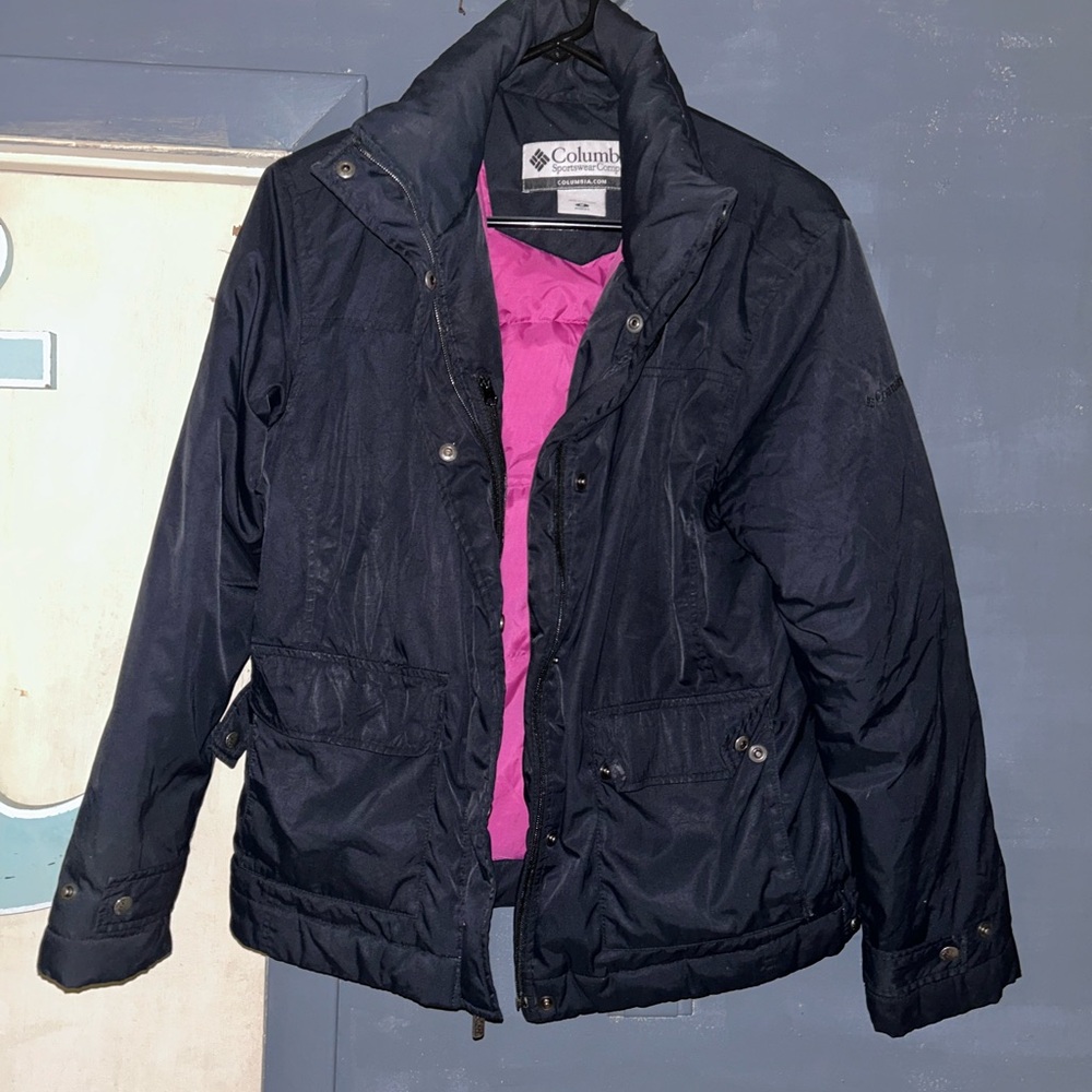 Columbia Navy Jacket with Pink Interior
